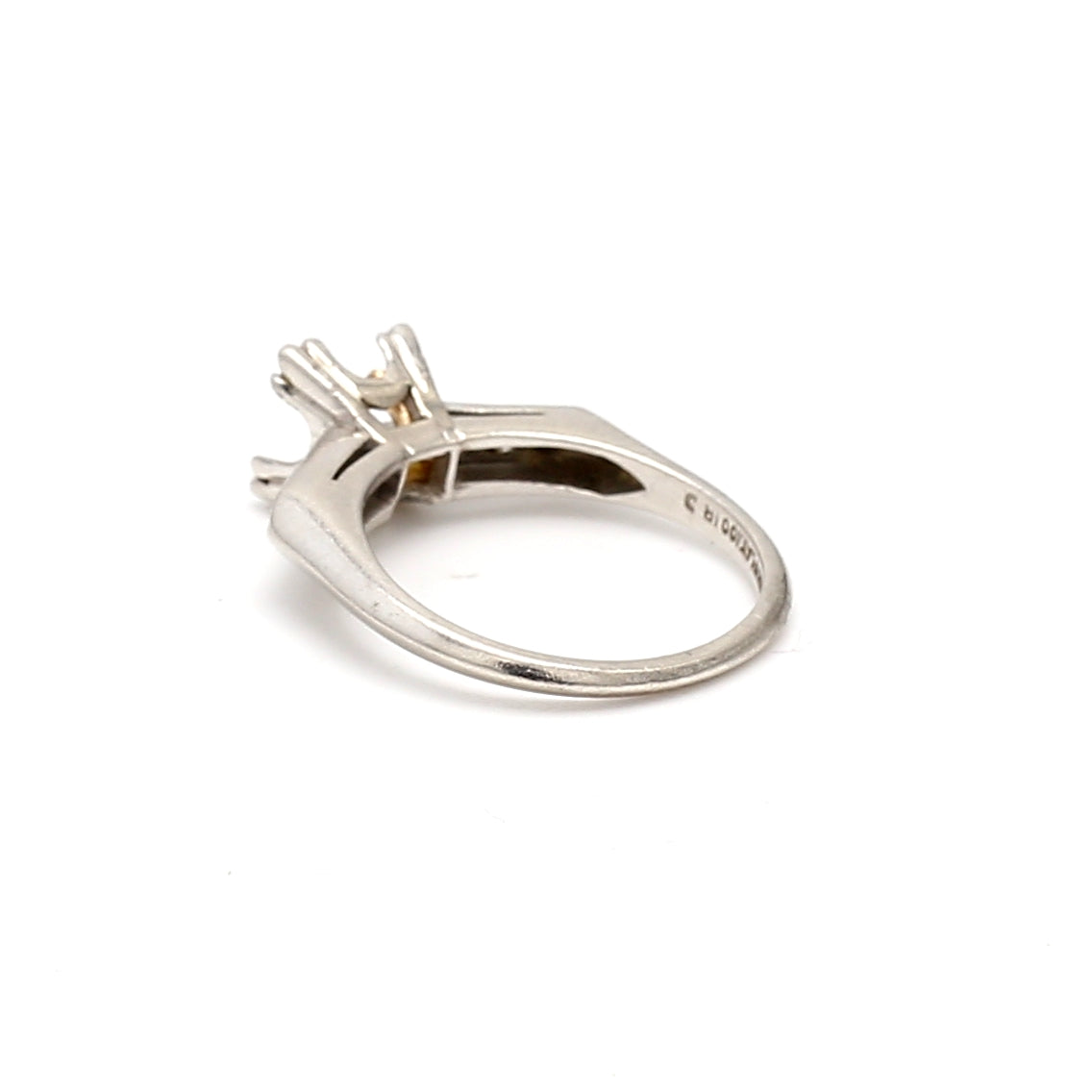 0.12 Carat Old European Cut H VS2 Diamond Platinum Semi Mount Ring