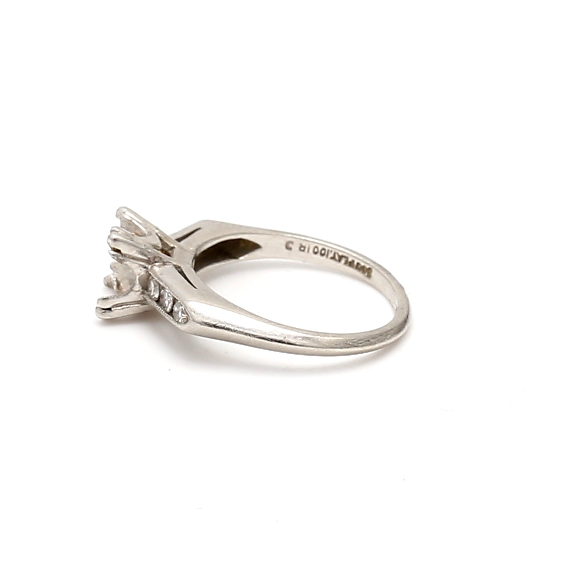 0.12 Carat Old European Cut H VS2 Diamond Platinum Semi Mount Ring