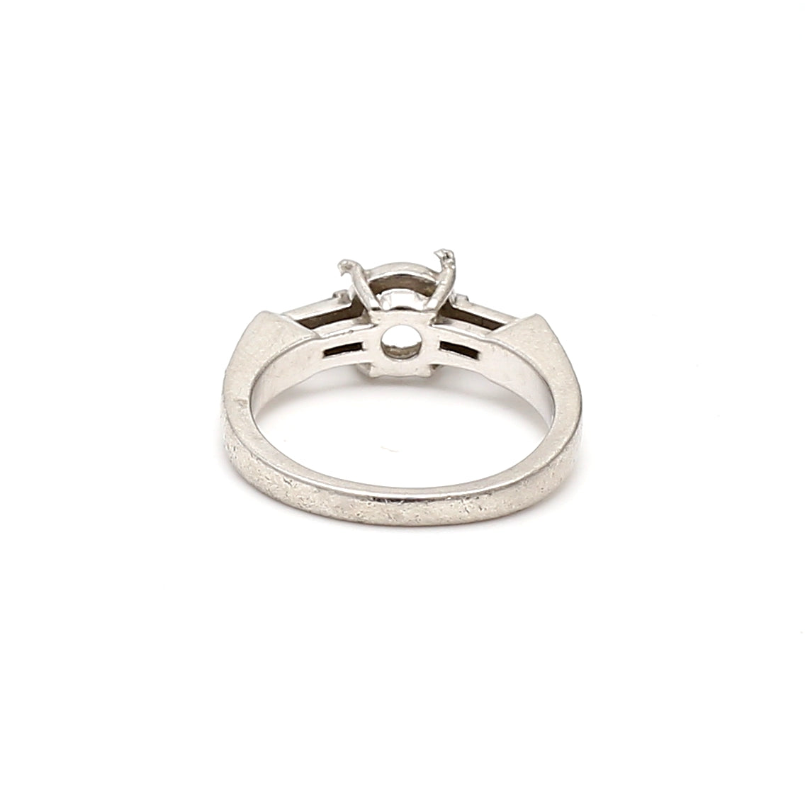0.33 Carat Old European  and Baguette  Diamond Platinum Semi Mount Ring