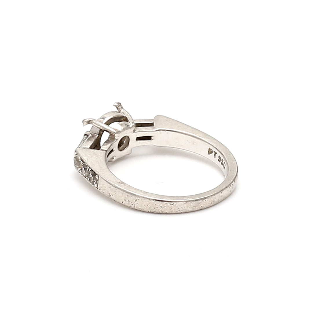 0.33 Carat Old European  and Baguette  Diamond Platinum Semi Mount Ring