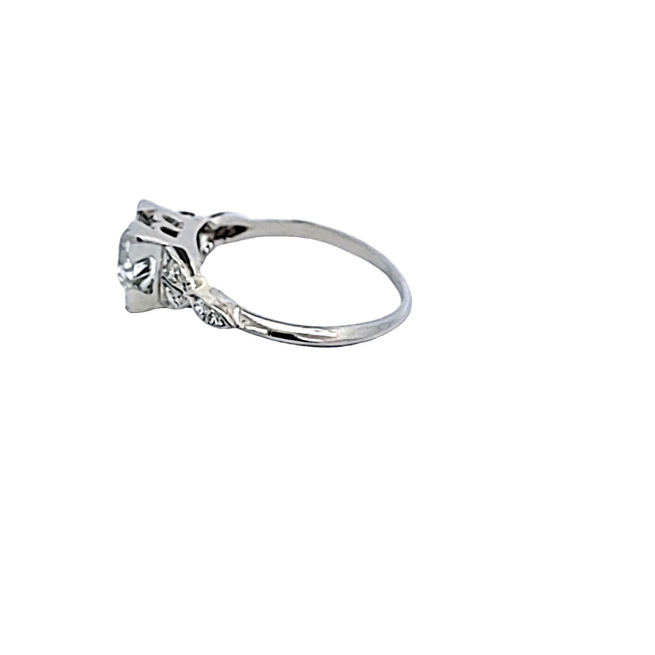 Platinum Engagement Ring with 1.22 Carat Old European Cut Diamonds J VS1 GIA