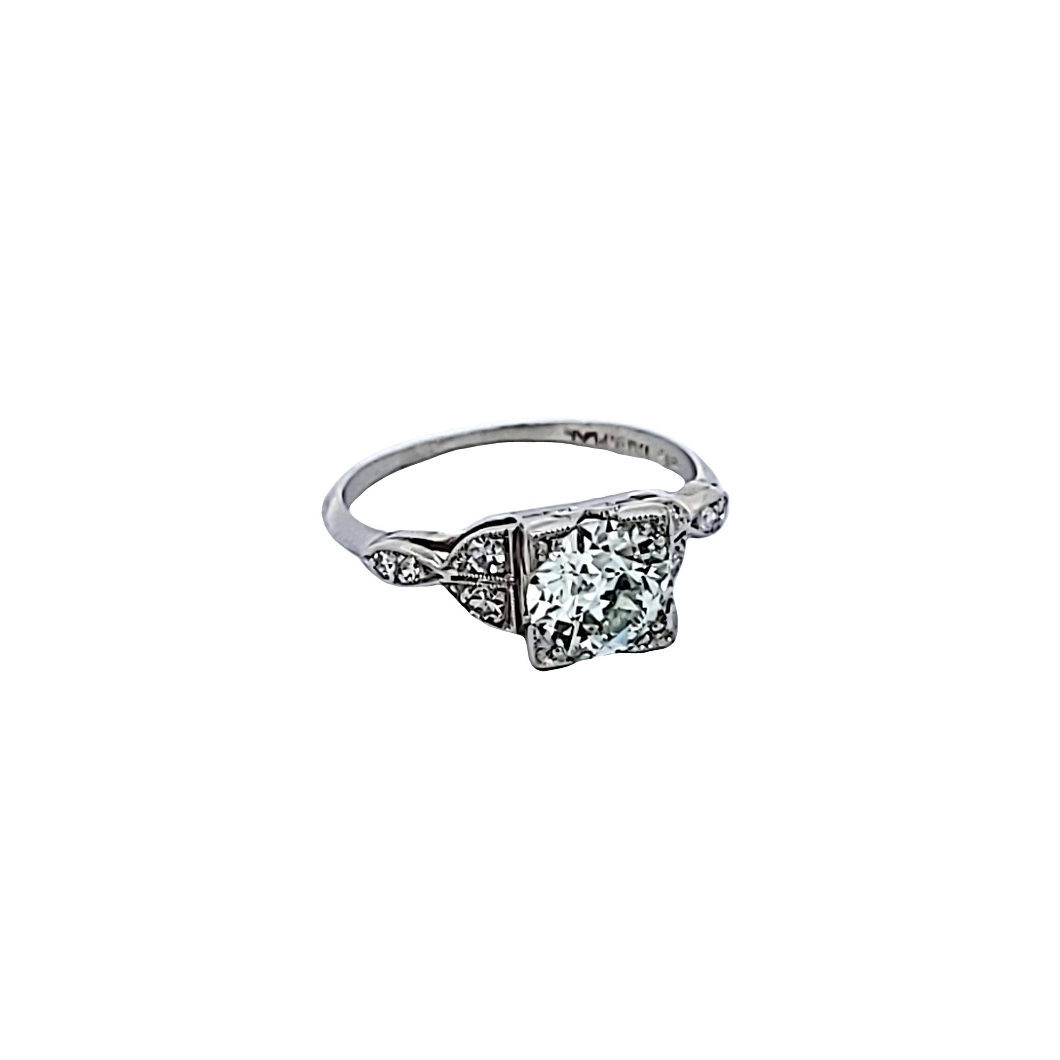 Platinum Engagement Ring with 1.22 Carat Old European Cut Diamonds J VS1 GIA