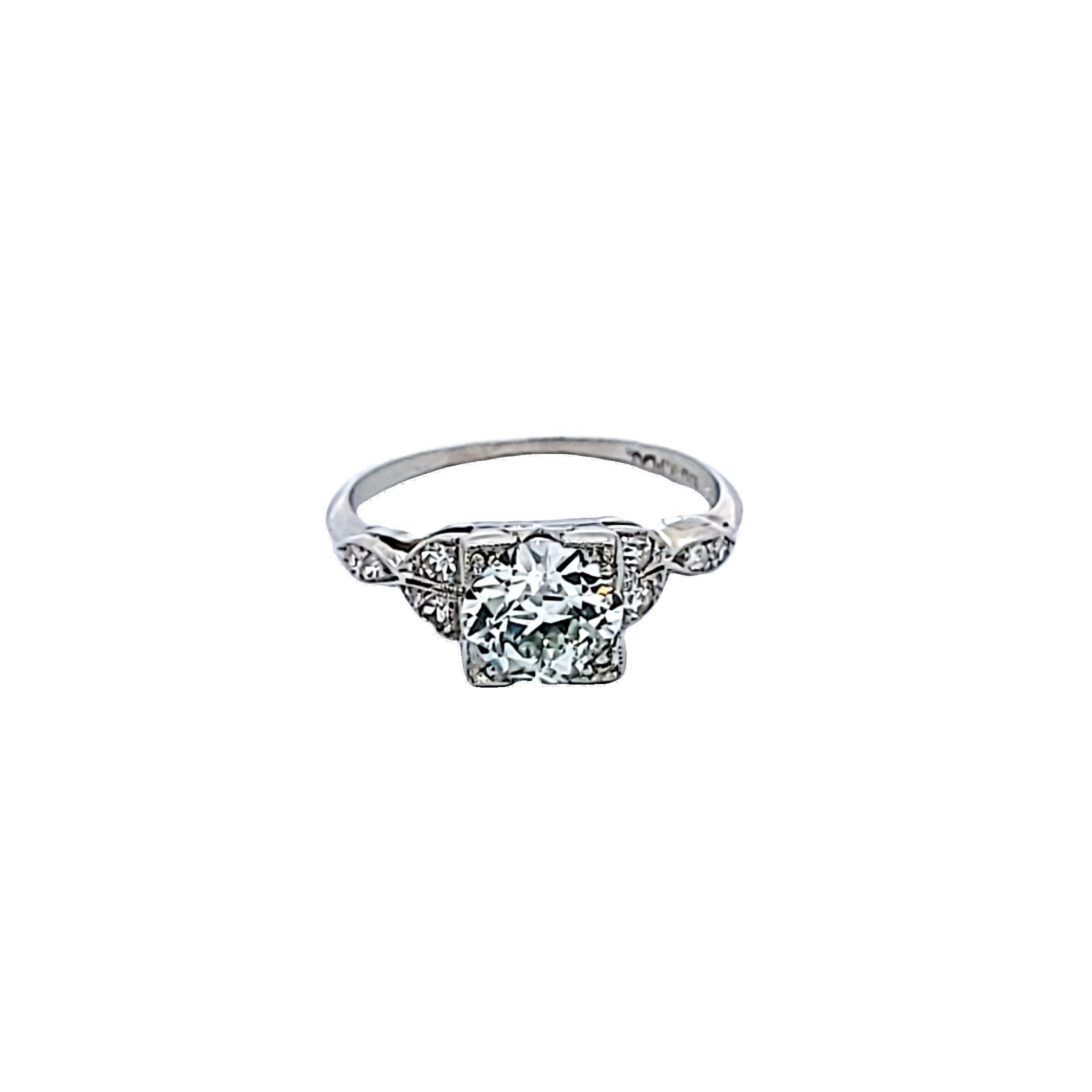 Platinum Engagement Ring with 1.22 Carat Old European Cut Diamonds J VS1 GIA