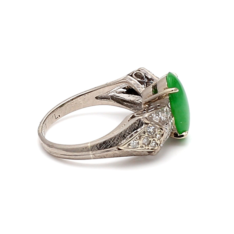 0.26 Carat Round Brilliant Shape 1.50 Carat Jade Platinum Gems Stone Ring