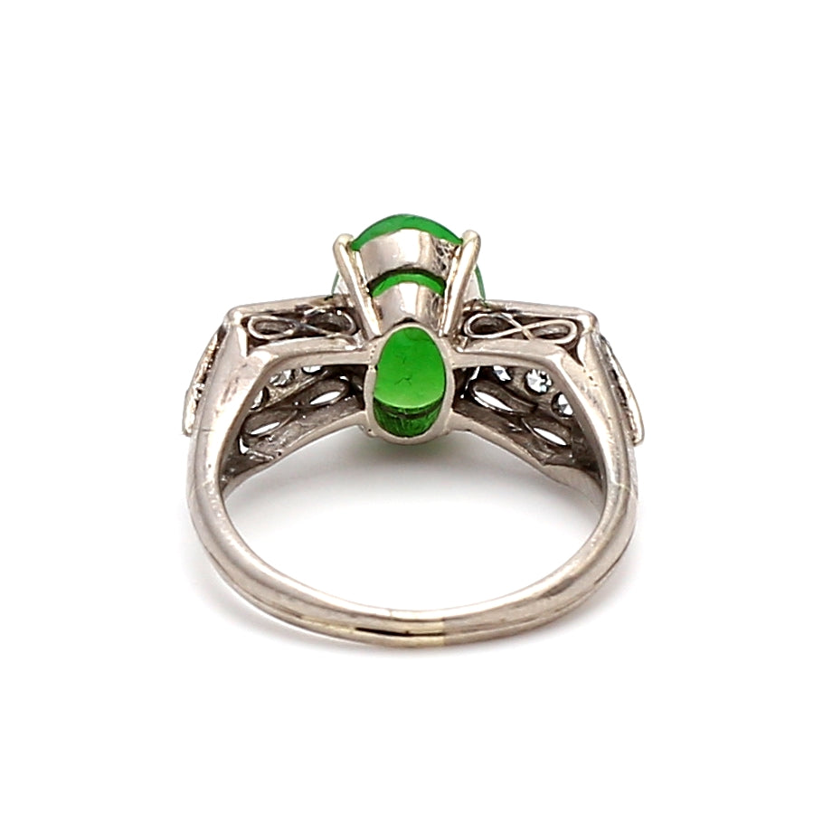 0.26 Carat Round Brilliant Shape 1.50 Carat Jade Platinum Gems Stone Ring