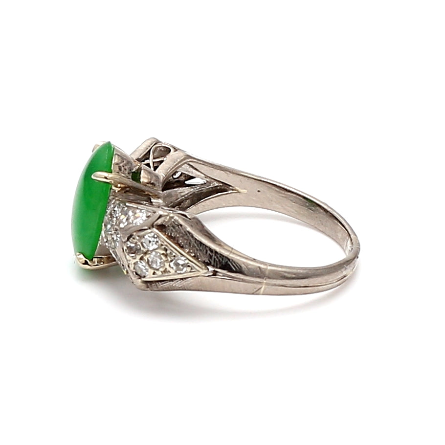 0.26 Carat Round Brilliant Shape 1.50 Carat Jade Platinum Gems Stone Ring