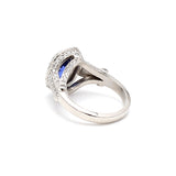 2.26 Carat Oval Shape Sapphire 1.50 Carat Round Brilliant G SI1 Diamond Platinum Gems Stone Ring