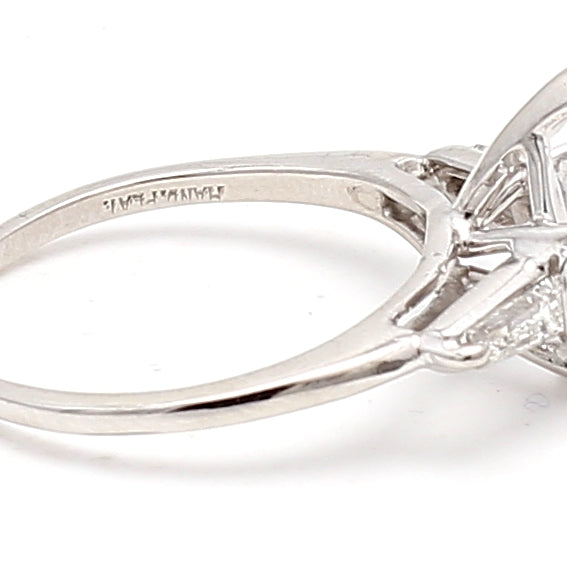 0.42 Carat Tapered Baguette Shape G VS1 Diamond Platinum Semi Mount Ring