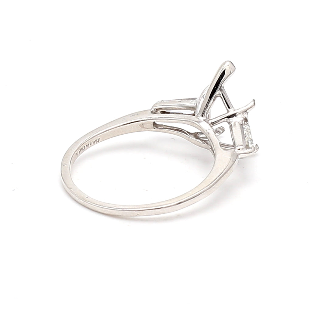 0.42 Carat Tapered Baguette Shape G VS1 Diamond Platinum Semi Mount Ring