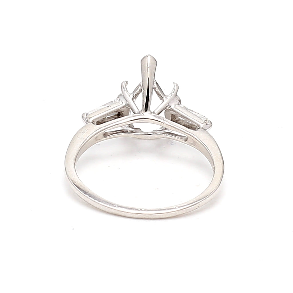 0.42 Carat Tapered Baguette Shape G VS1 Diamond Platinum Semi Mount Ring