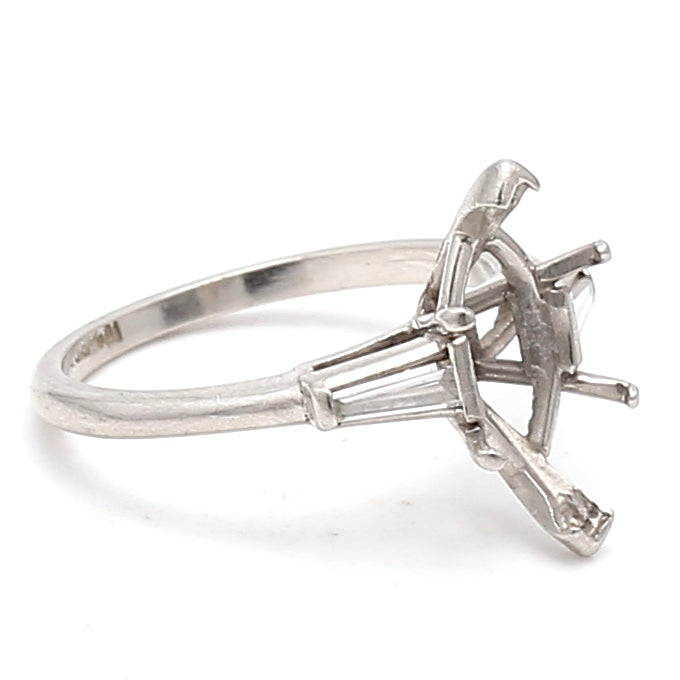0.25 Carat Tapered Baguette Shape I VS2 Diamond Platinum Semi Mount Ring