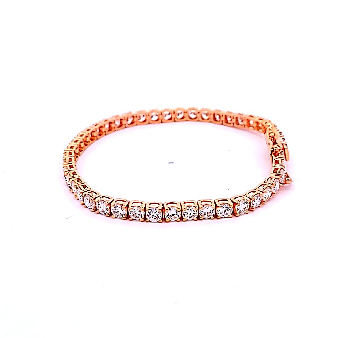 8.94ct Round Brilliant Diamond Tennis Bracelet in 14K Rose Gold