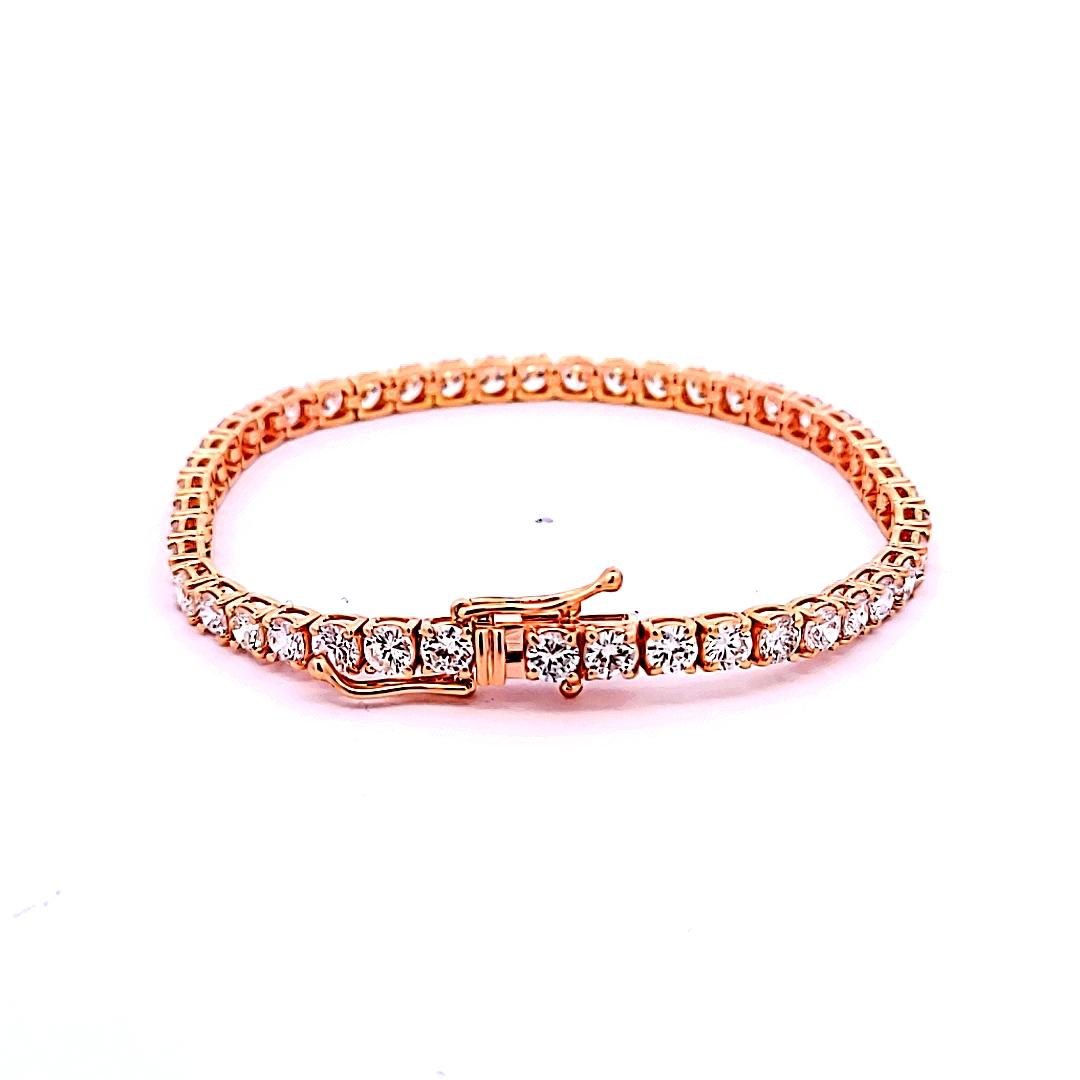 8.94ct Round Brilliant Diamond Tennis Bracelet in 14K Rose Gold