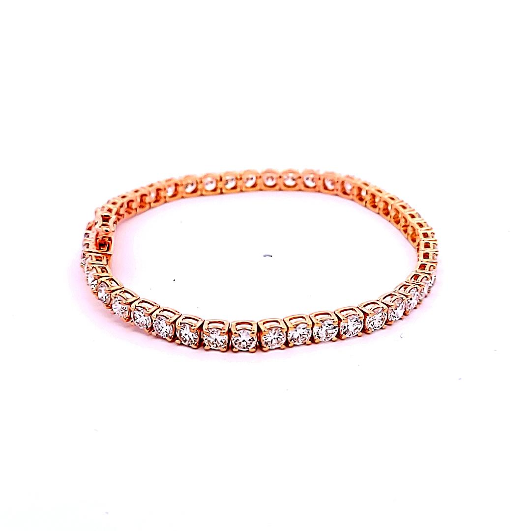 8.94ct Round Brilliant Diamond Tennis Bracelet in 14K Rose Gold