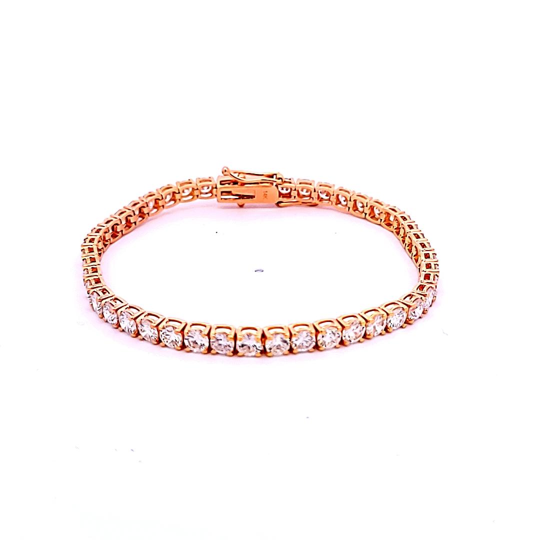8.94ct Round Brilliant Diamond Tennis Bracelet in 14K Rose Gold