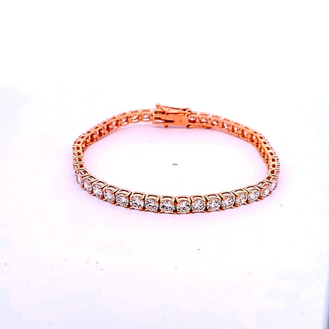 8.94ct Round Brilliant Diamond Tennis Bracelet in 14K Rose Gold