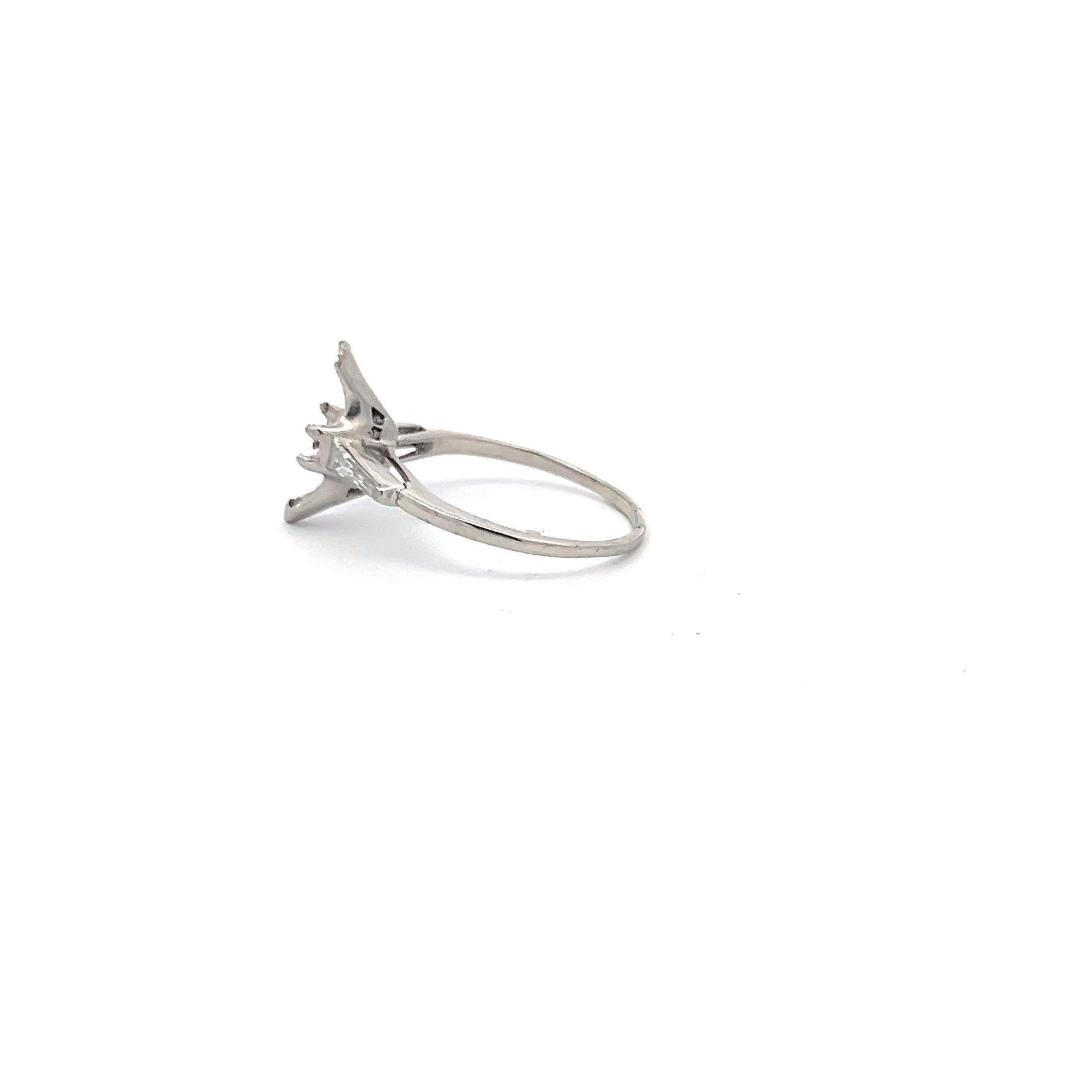 0.24 Carat Tapered Baguette Shape G VS1 Diamond Platinum Semi Mount Ring