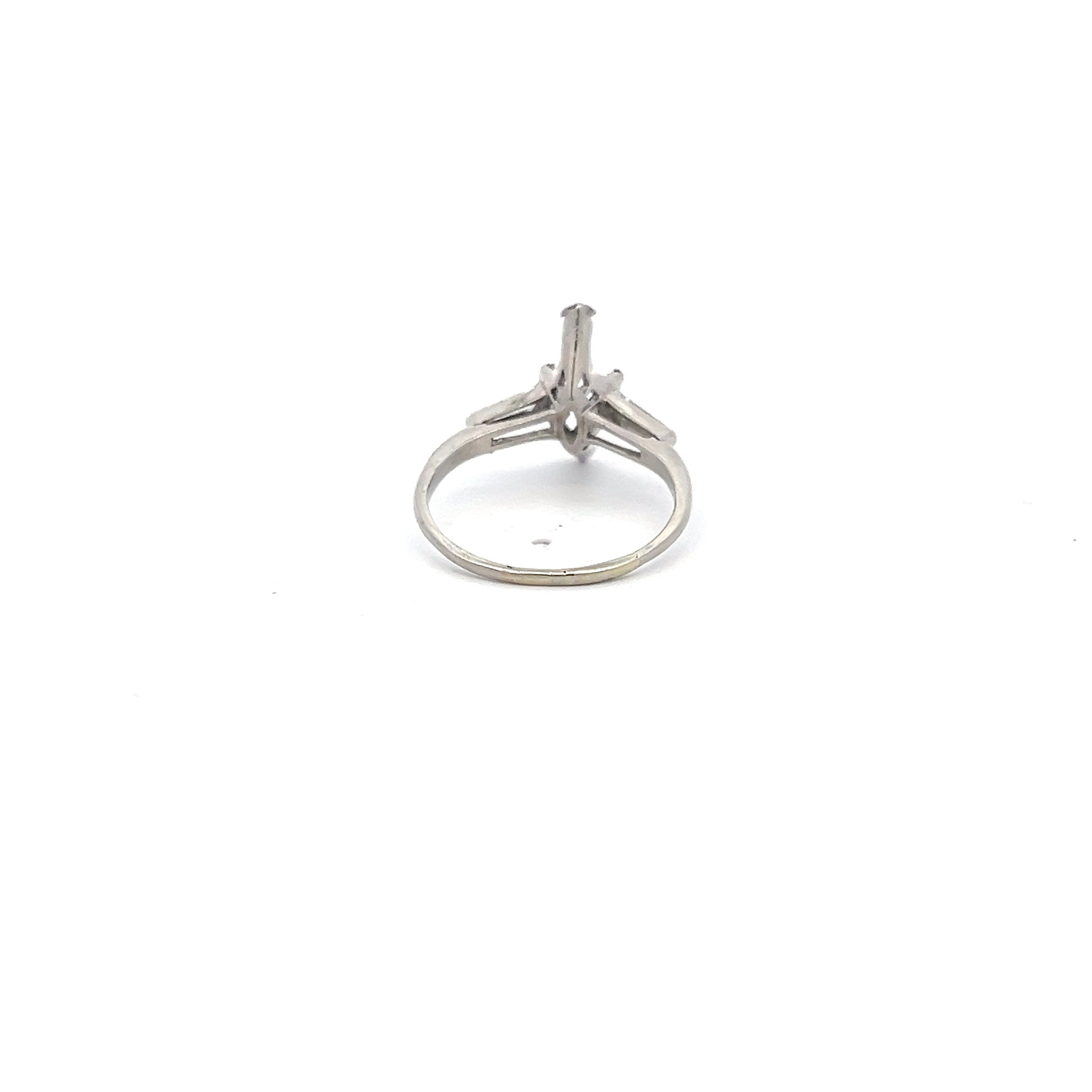 0.24 Carat Tapered Baguette Shape G VS1 Diamond Platinum Semi Mount Ring