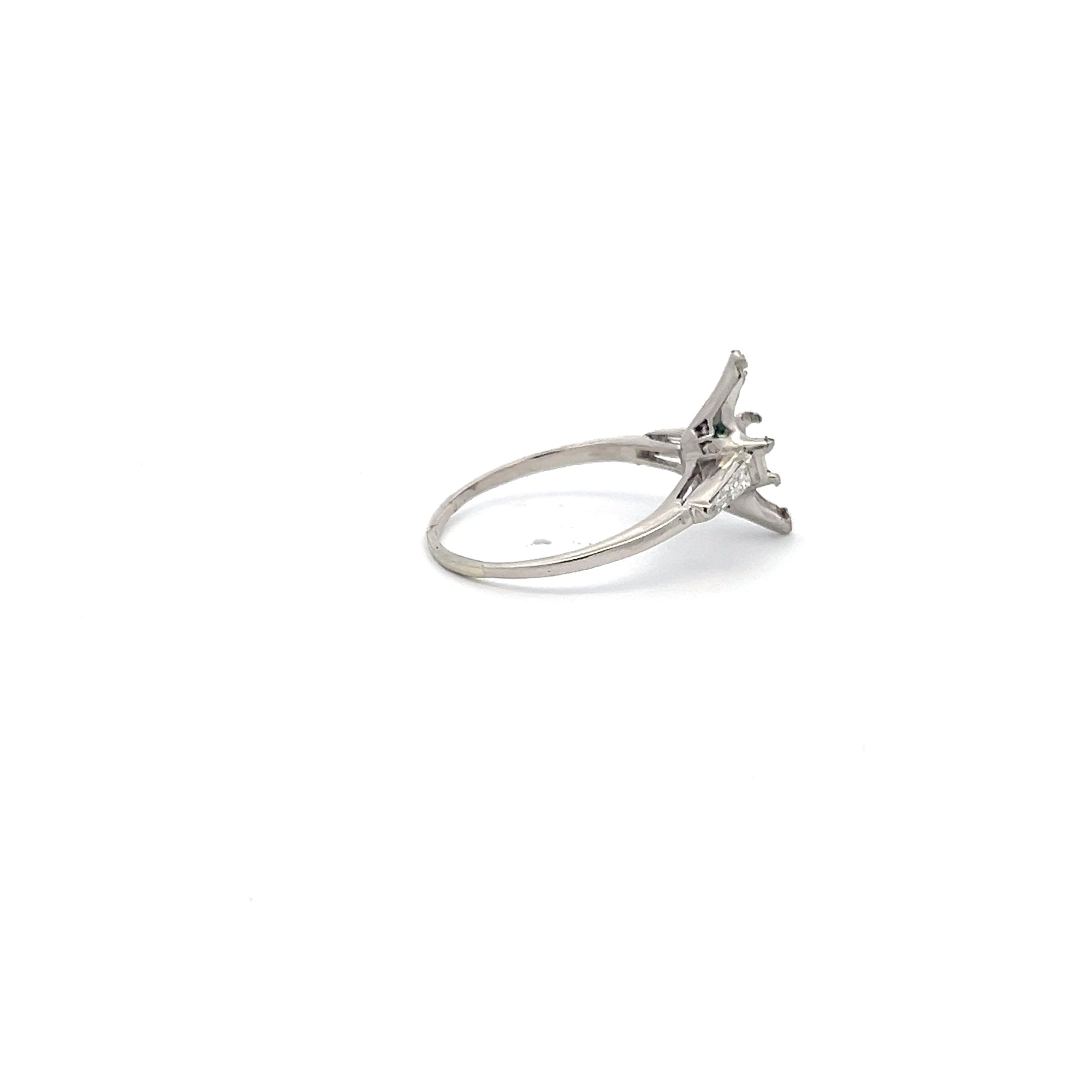 0.24 Carat Tapered Baguette Shape G VS1 Diamond Platinum Semi Mount Ring
