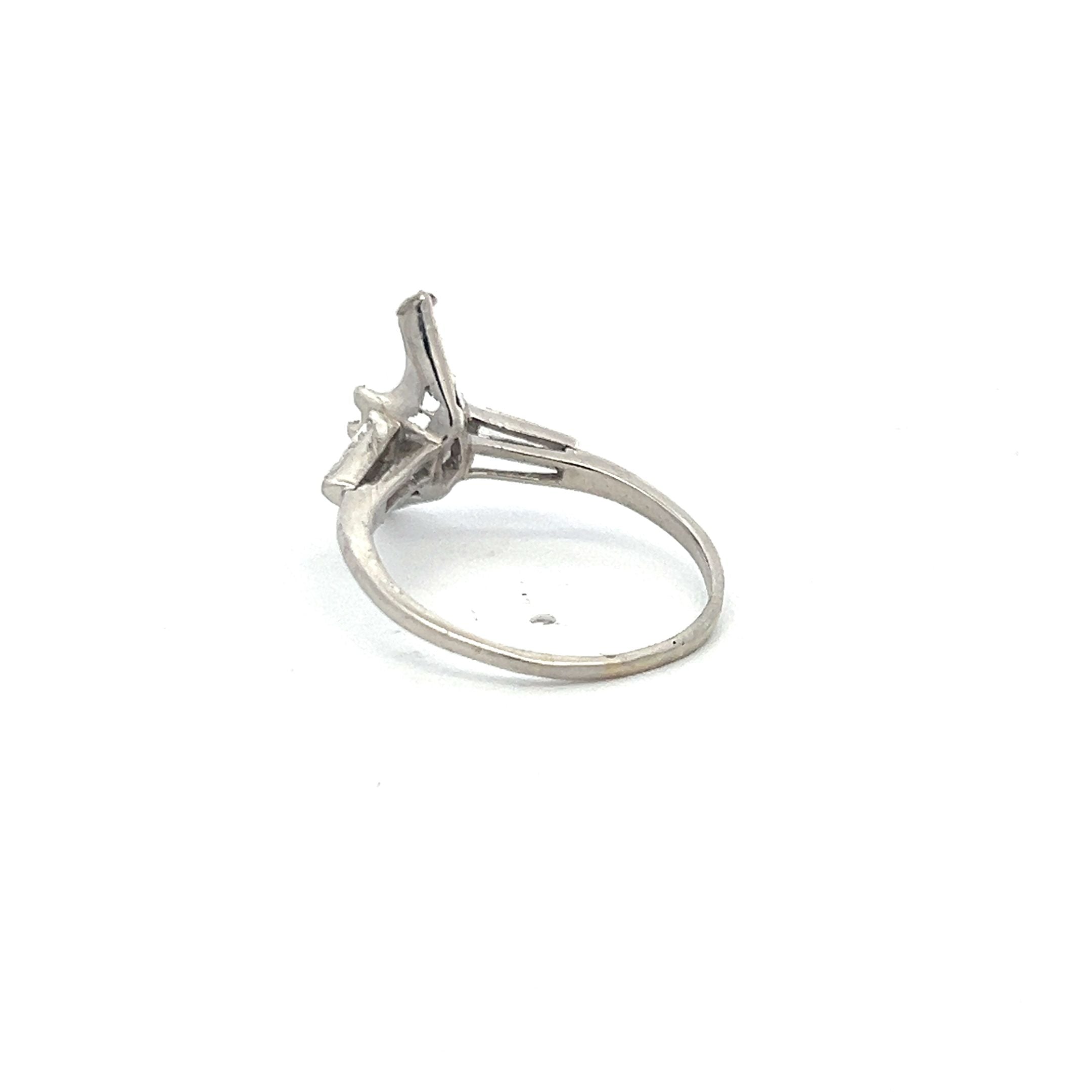0.24 Carat Tapered Baguette Shape G VS1 Diamond Platinum Semi Mount Ring