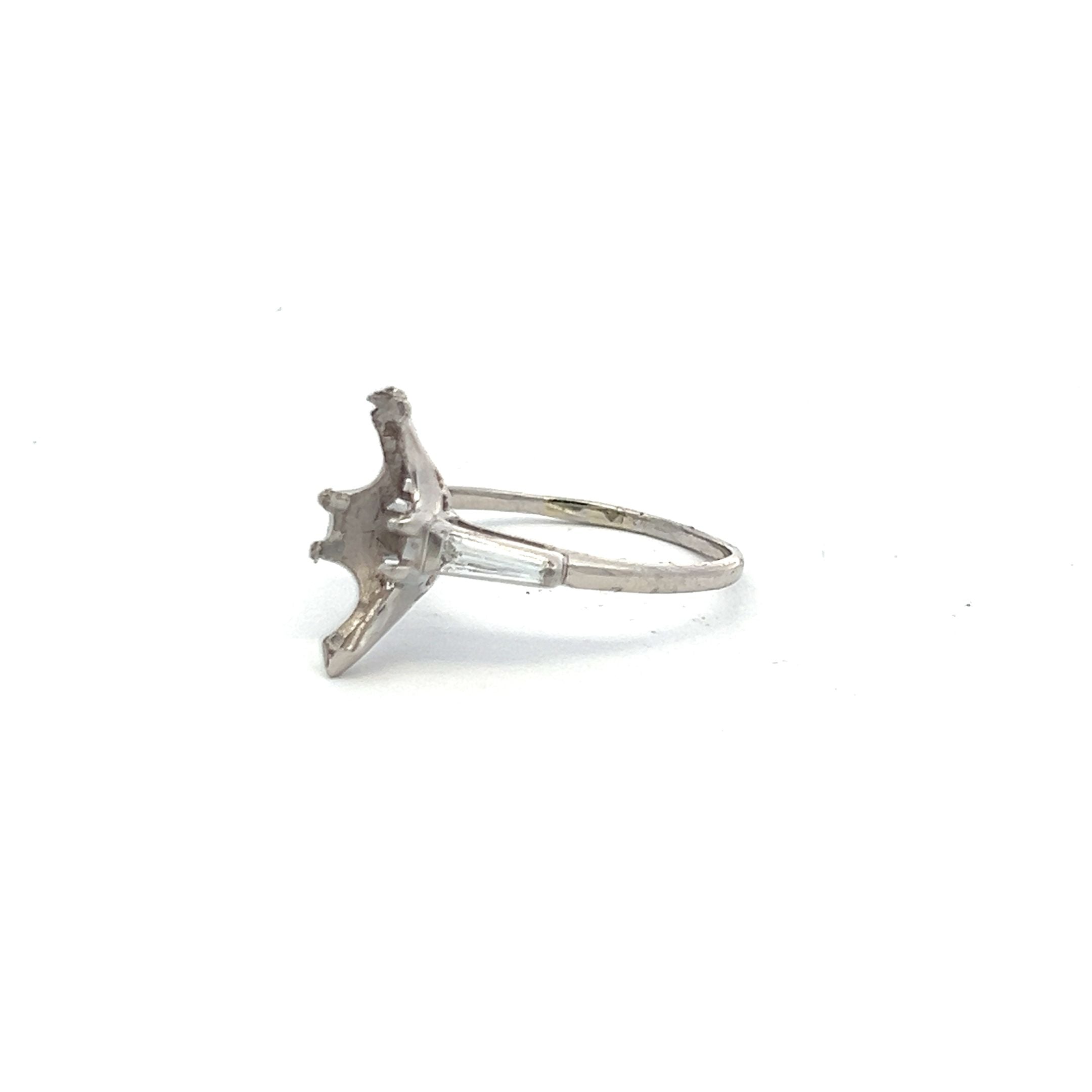0.24 Carat Tapered Baguette Shape G VS1 Diamond Platinum Semi Mount Ring