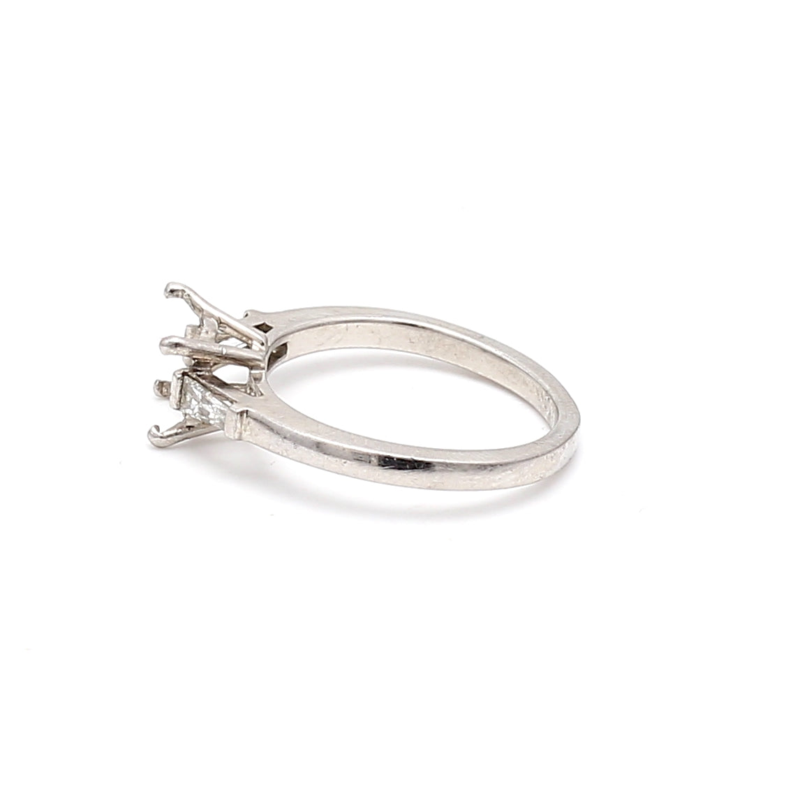 0.16 Carat Tapered Baguette Shape G VS1 Diamond Platinum Semi Mount Ring
