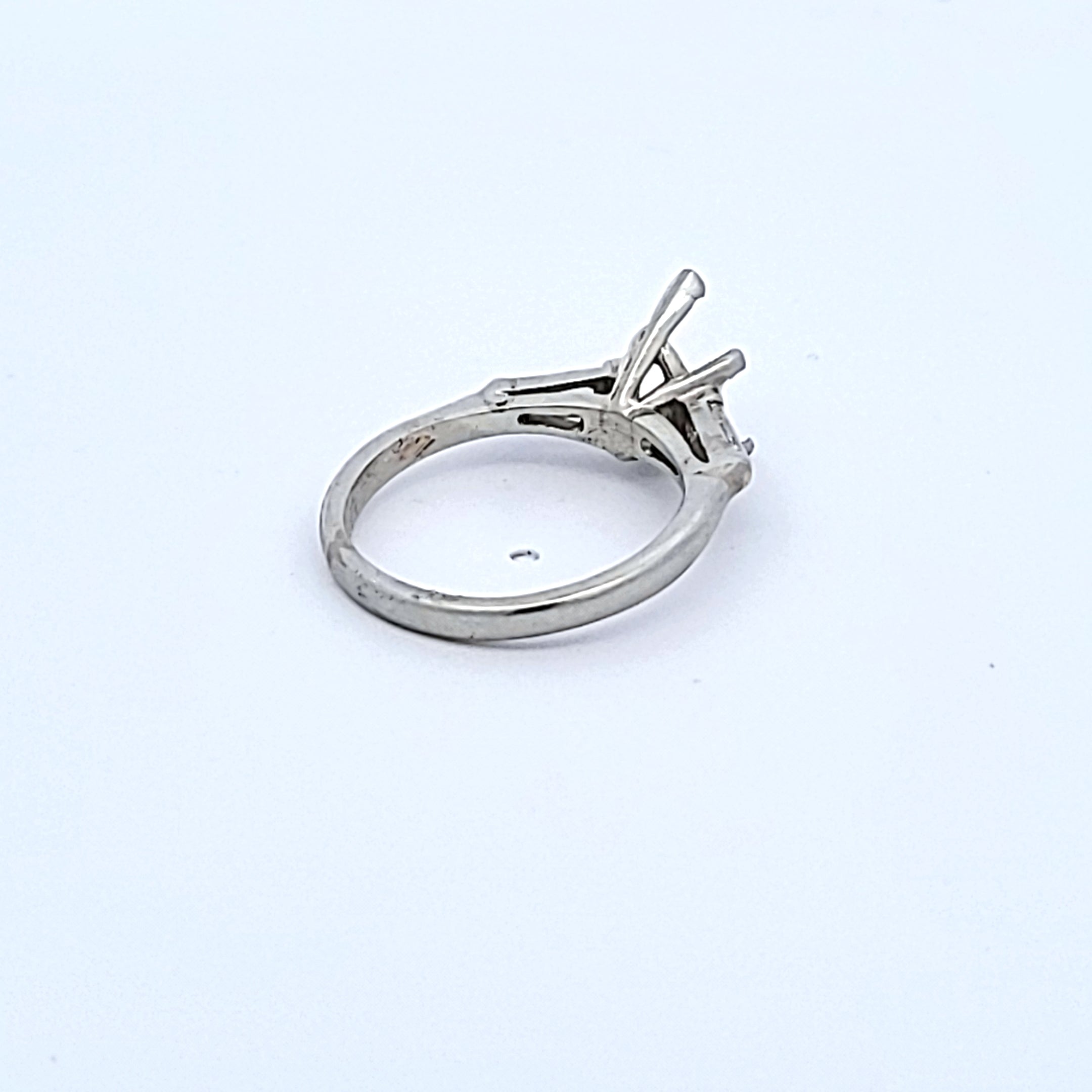 0.22 Carat Tapered Baguette Shape I SI2 Diamond Platinum Semi Mount Ring