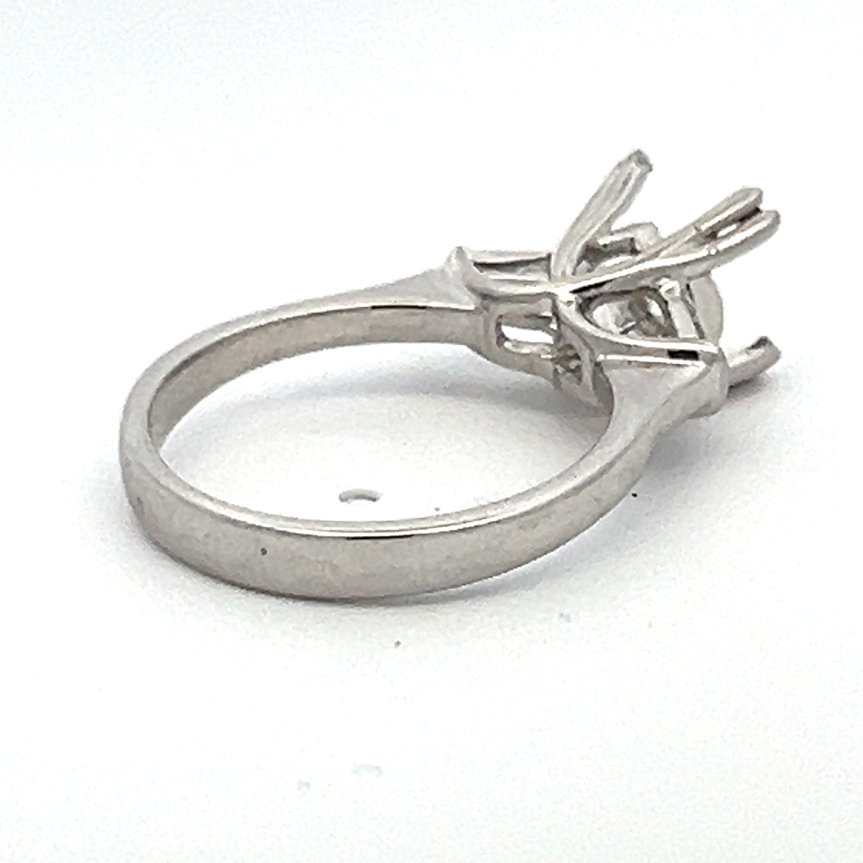 0.55 Carat Baguette Shape G VS1 Diamond Platinum Semi Mount Ring