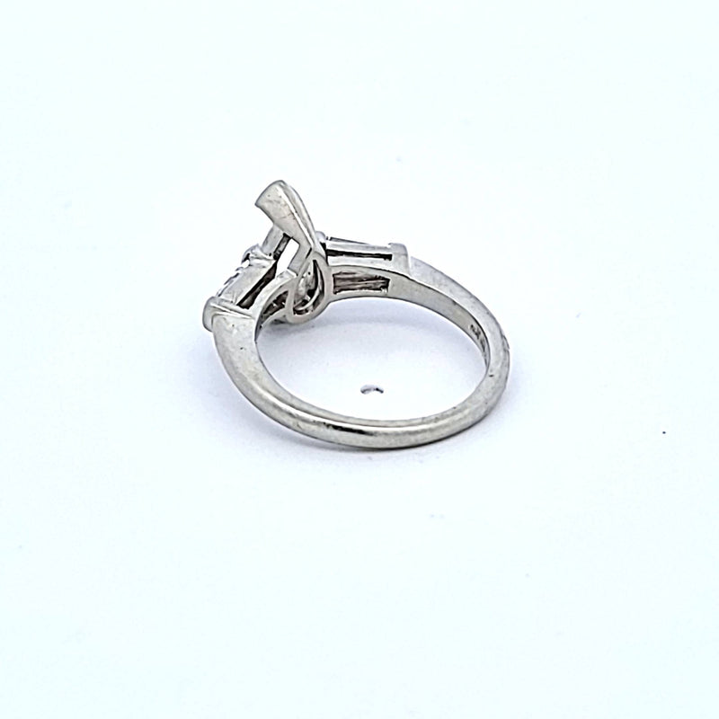 0.44 Carat Baguette Shape H VS1 Diamond Platinum Semi Mount Ring