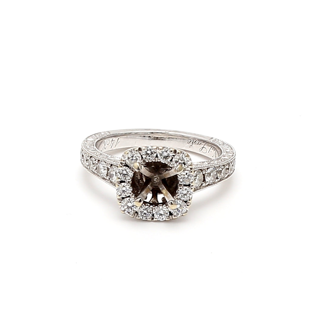 0.55 Carat Round Brilliant H VS2 Diamond 14 Karat White Gold Semi Mount Ring