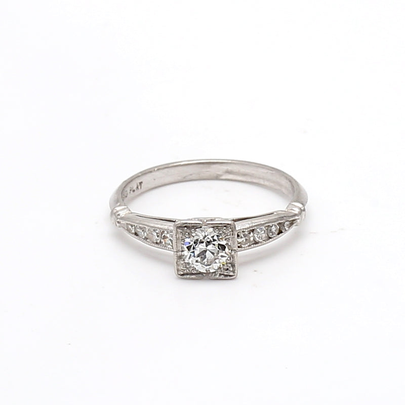 0.45 Carat Old European Cut H-VS1 Diamond Platinum Engagement Ring