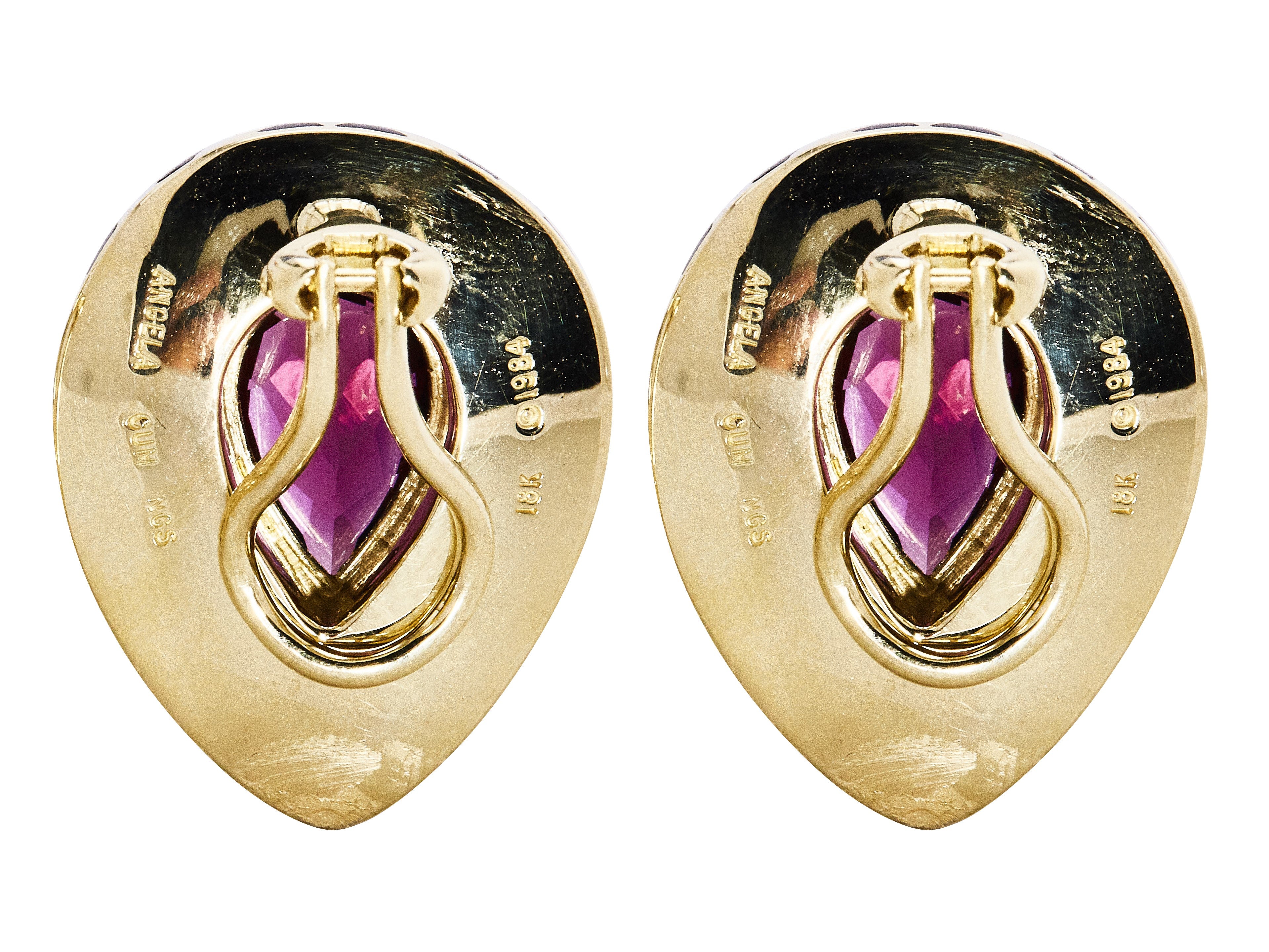 Tiffany & Co 12.50 Carat Pear Shape Tourmaline 18 Karat Yellow Gold Clip On Earring