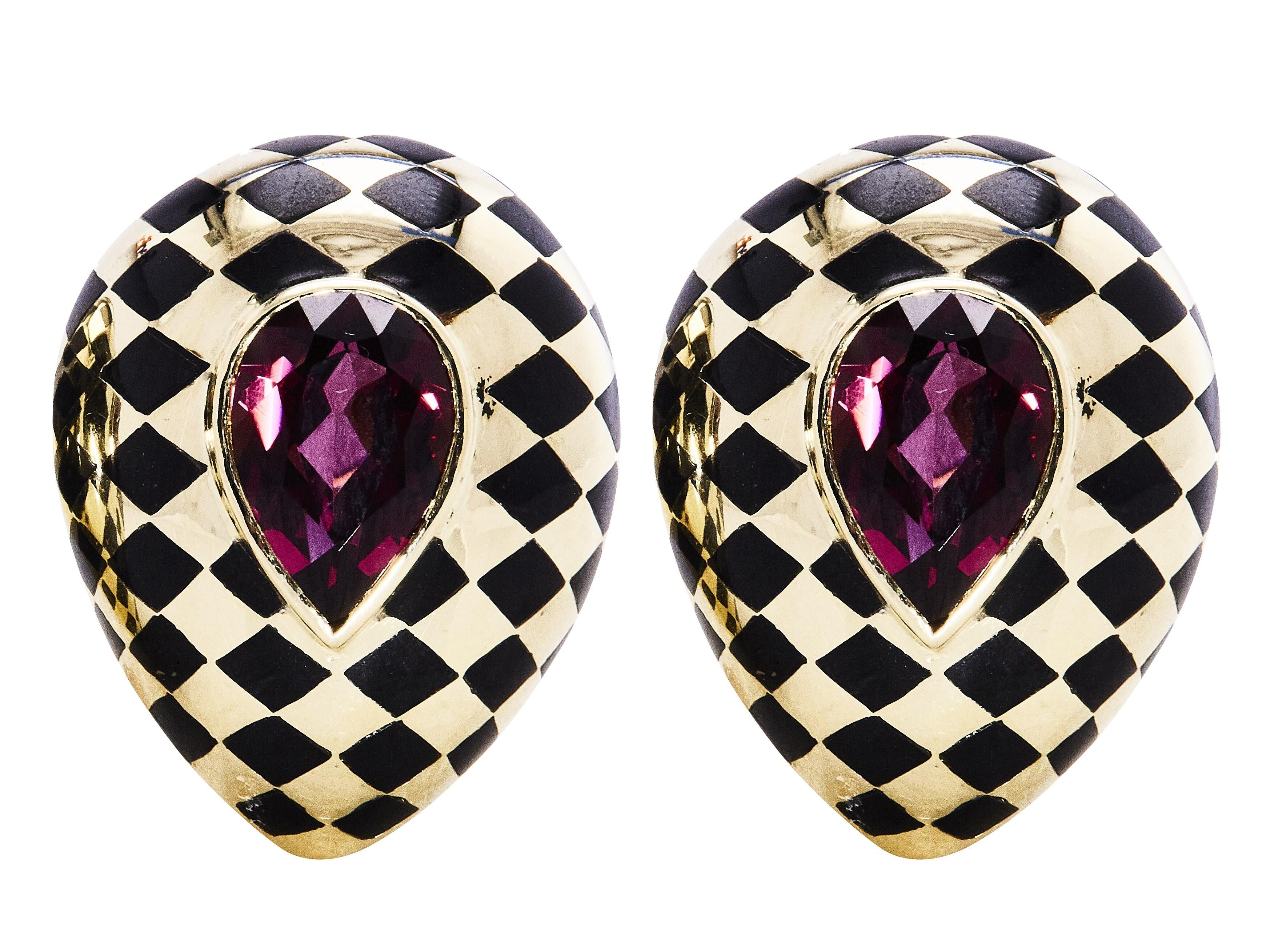 Tiffany & Co. Angela Cummings 12.5ct Tourmaline Black Jade 18K Gold Clip Earring