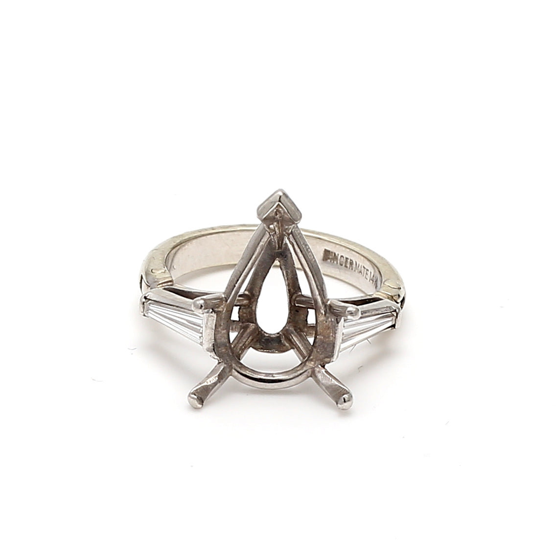 0.40 Carat Baguette Shape G VS1 Diamond Platinum Semi Mount Ring