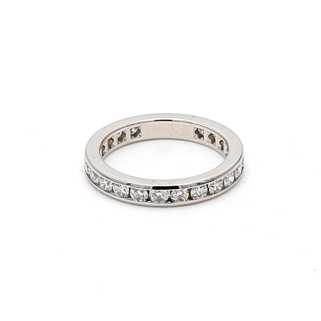 Tiffany & Co Platinum Band Ring with 0.93 Carat Round F VS1 Diamonds Size 5