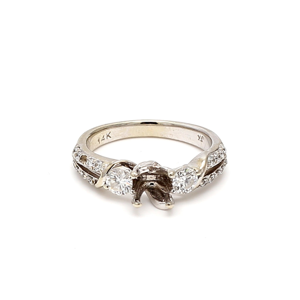 0.37 Carat Round Brilliant I SI1 Diamond 14 Karat White Gold Semi Mount Ring