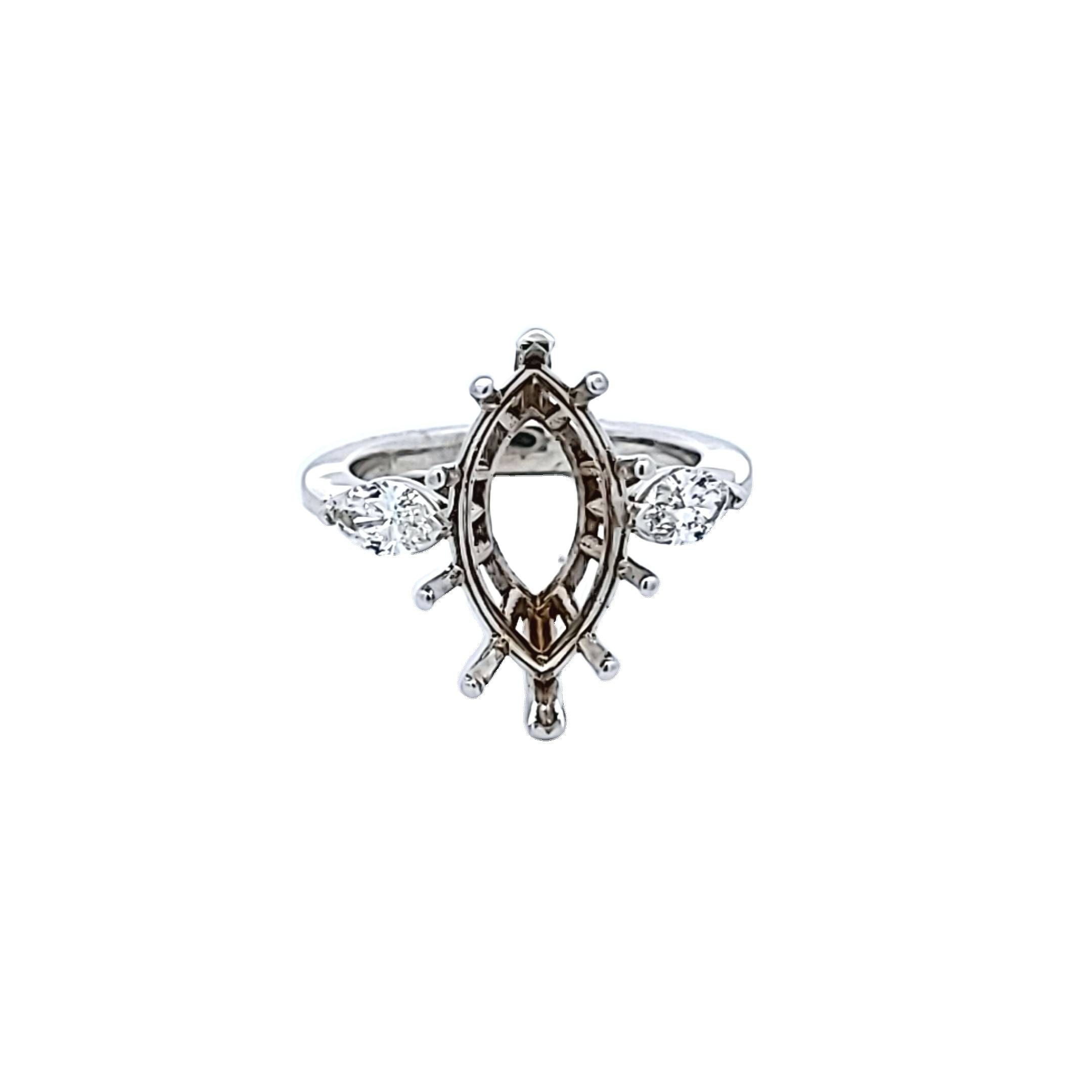 0.45 Carat Marquis Shape E SI1 Diamond 18 Karat White Gold Semi Mount Ring