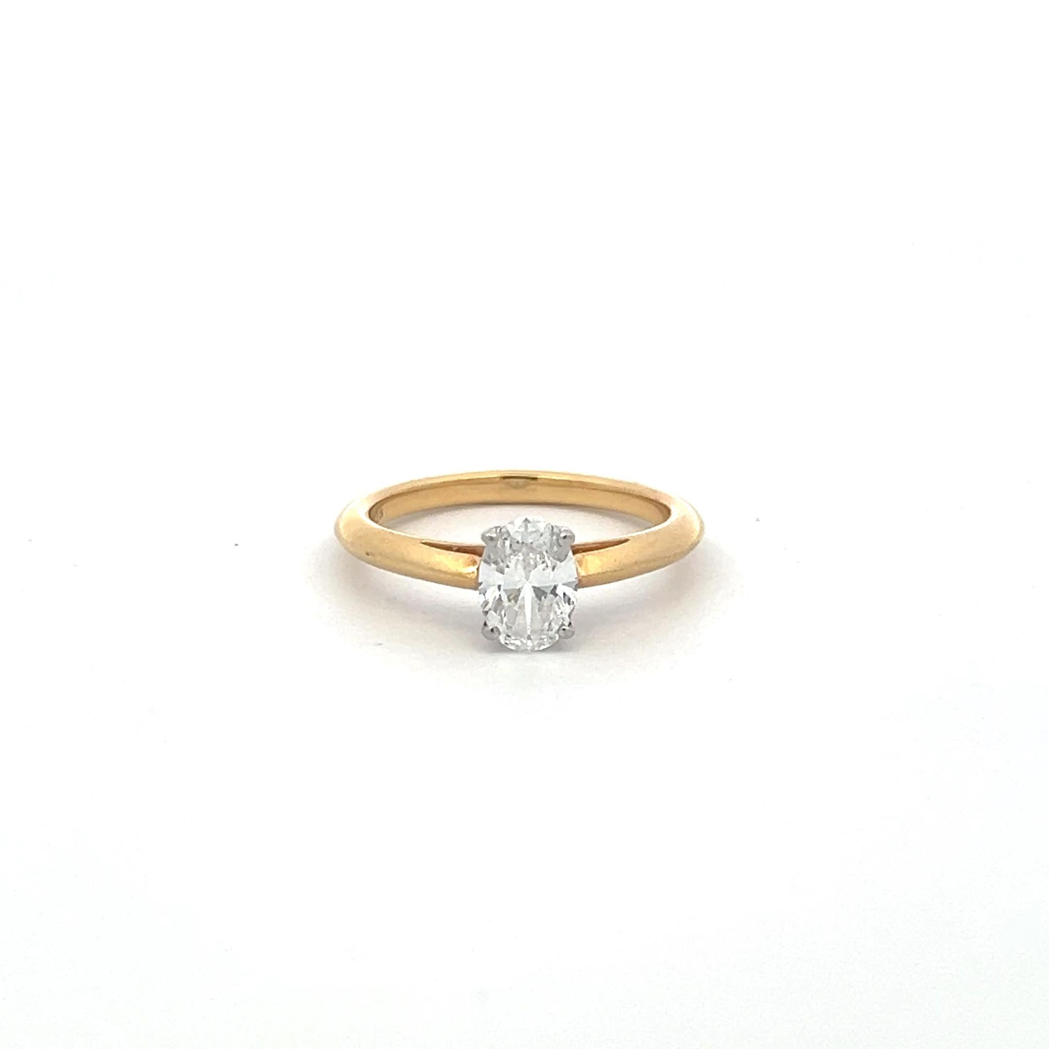 Tiffany & Co 0.72 Carat Oval Shape Diamond 18K Yellow Gold Engagement Ring