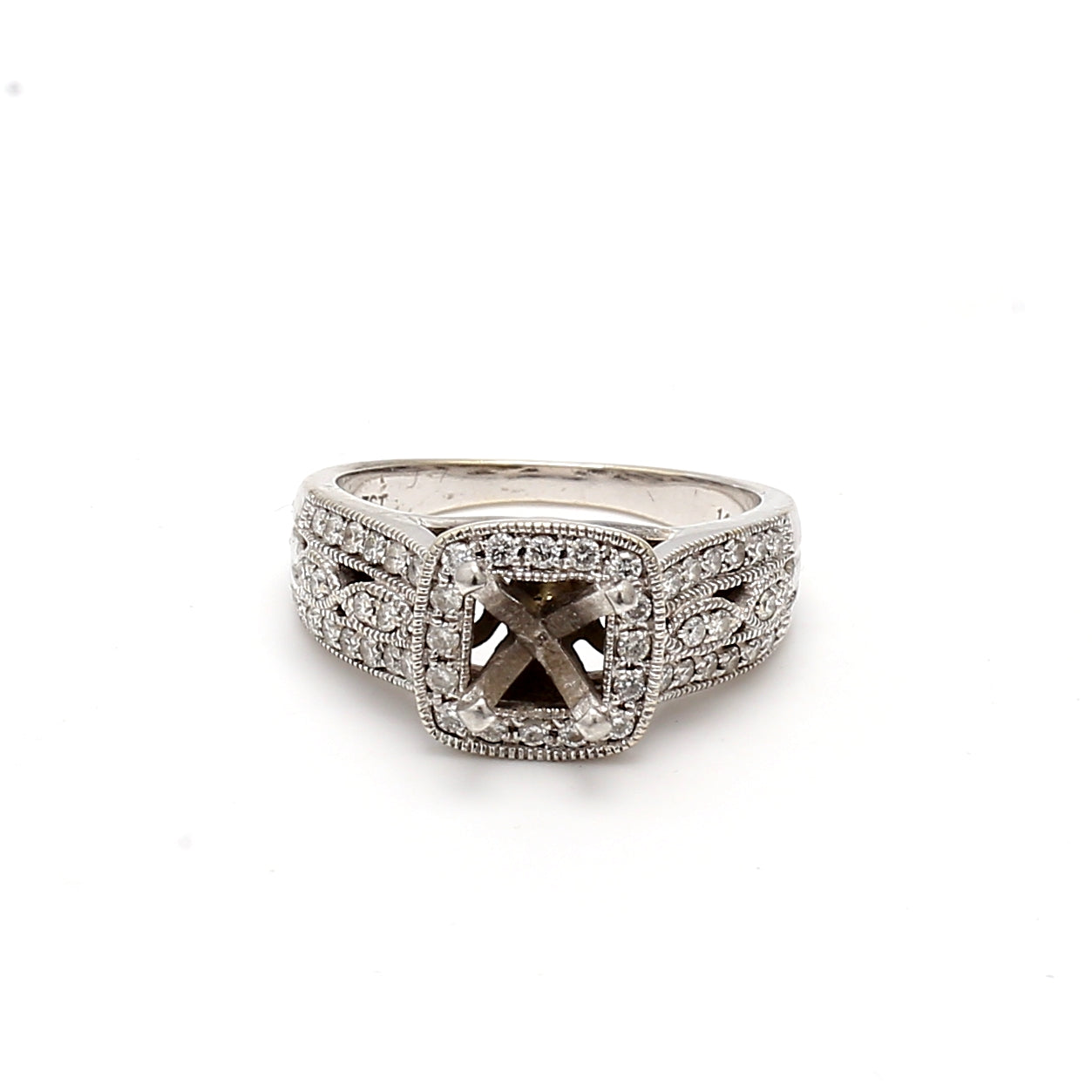0.35 Carat Round Brilliant H SI1 Diamond 14 Karat White Gold Semi Mount Ring