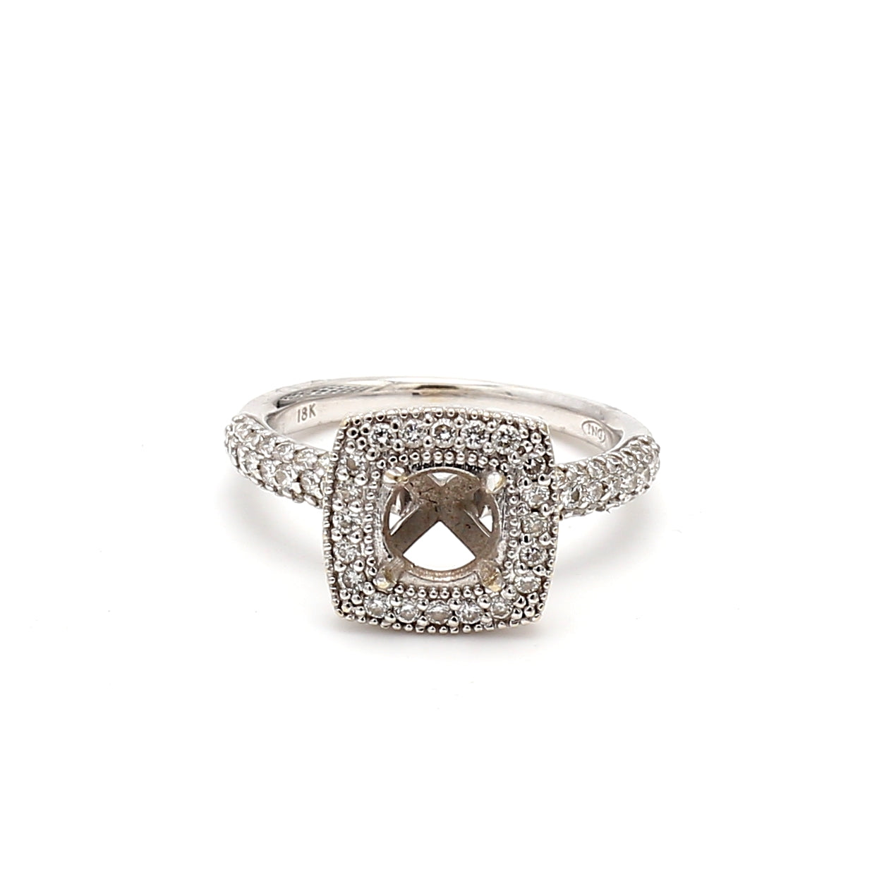 0.34 Carat Round Brilliant F SI1 Diamond 18 Karat White Gold Semi Mount Ring
