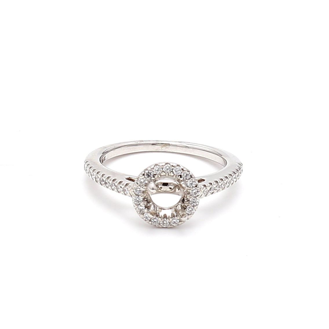 0.15 Carat Round Brilliant G VS1 Diamond 14 Karat White Gold Semi Mount Ring