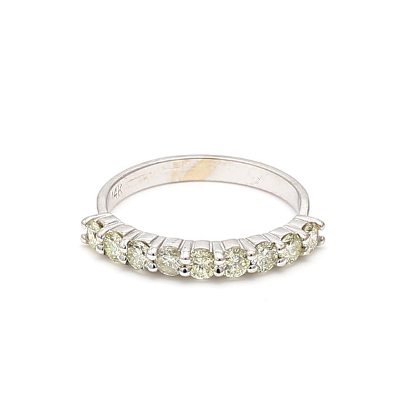 0.72 Carat Round Brilliant L I1 Diamond 14 Karat White Gold Band Ring