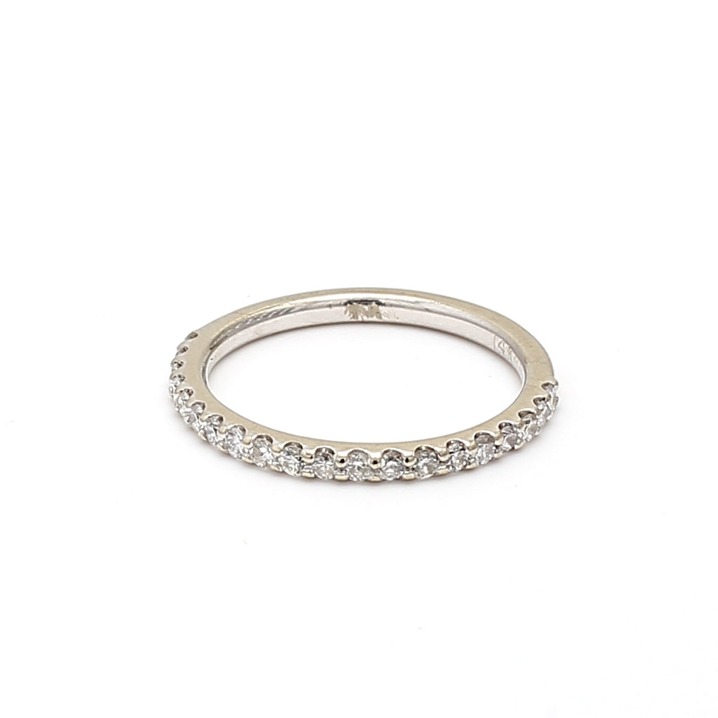 0.20 Carat Round Brilliant H SI1 Diamond 14 Karat White Gold Band Ring