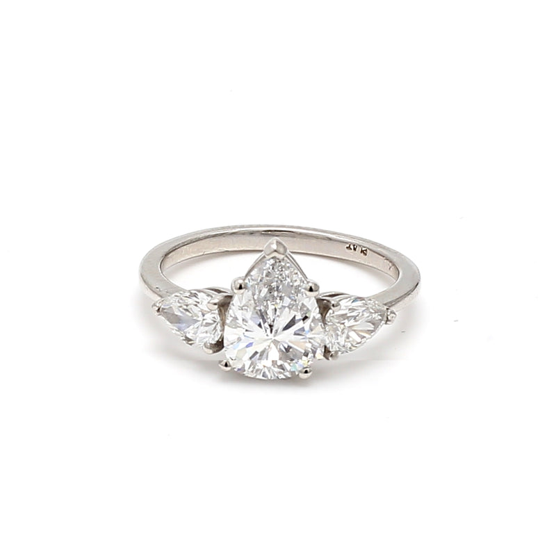 2.78 Carat Pear Shape D-I SI2-SI1 Diamond Platinum Engagement Ring