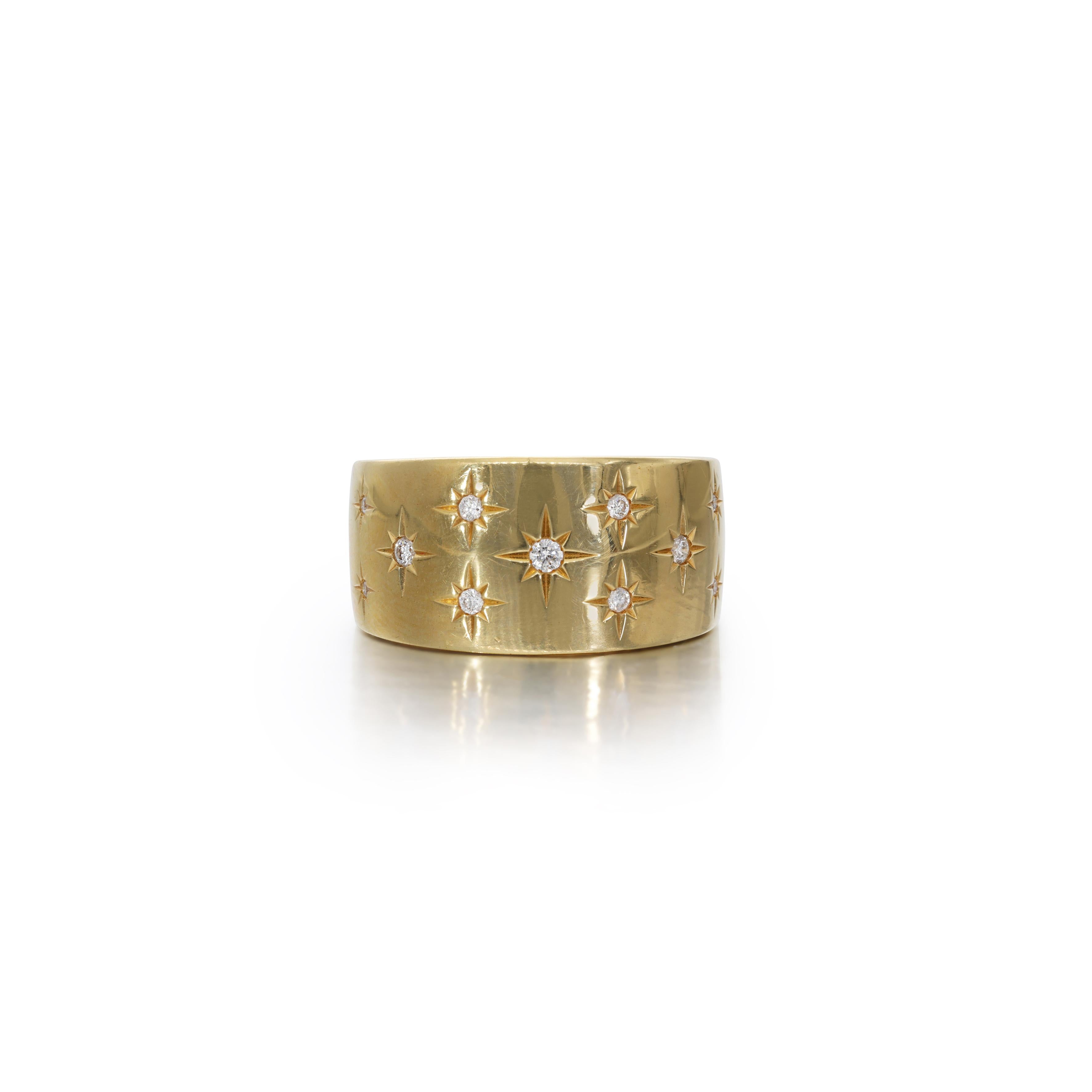 0.20 Carat Round Brilliant I SI1 Diamond 18 Karat Yellow Gold Band Ring