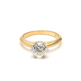 1.57 Carat Circular Brilliant Cut L SI2 Diamond 18 Karat Yellow Gold Wedding Ring