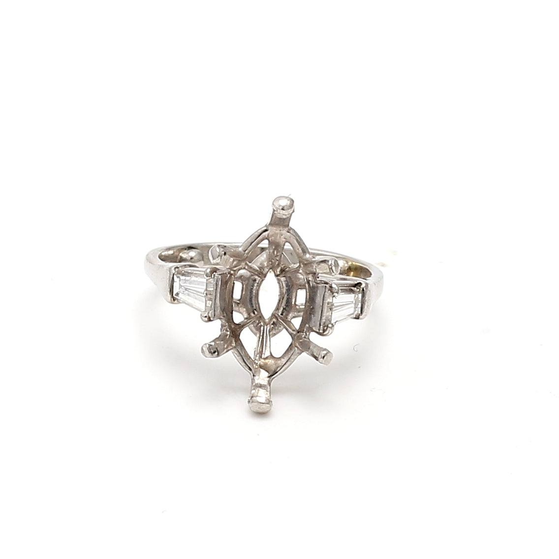 0.40 Carat Tapered Baguette Shape Diamond Platinum Semi Mount Ring