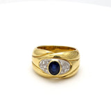 0.80 Carat Sapphire 0.30 Carat Round Brilliant Diamond 18K YG Gems Stone Ring