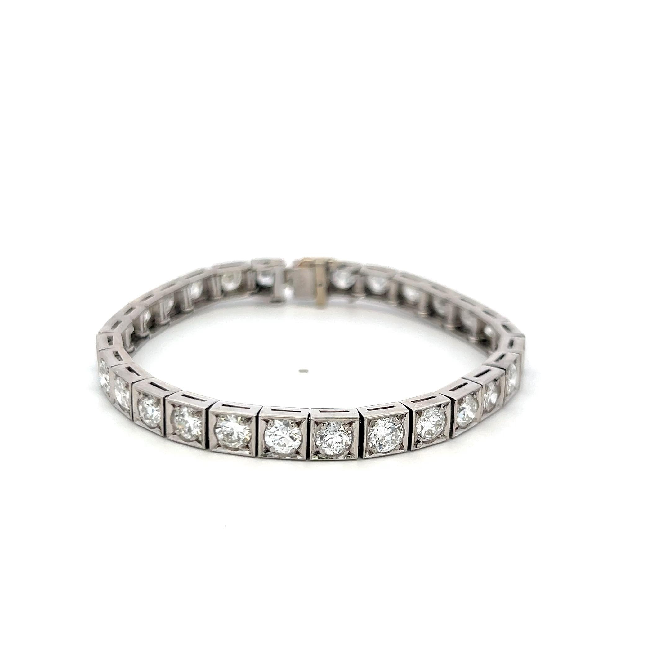 Vintage Platinum Tennis Bracelet with 7.91 Carat Old European Cut G VS Diamonds