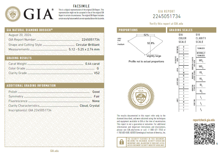 GIA Certified Natural Collector 0.44 Ct Old European Cut Diamond G-VS2